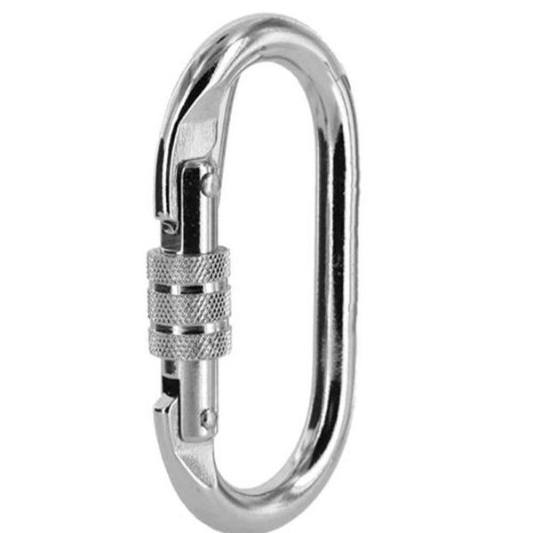 

carbon steel climbing carabiner screw lock hiking rope hook clip for 25kn safe and stable suitable for rock qylobr