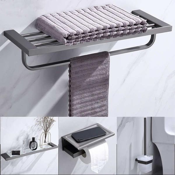 

bathroom accessories stainless steel black grey towel ring robe hook toilet brush holder towel bar bathroom set paper holder1