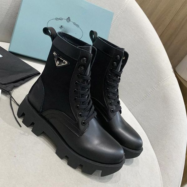 

louisy vuittonshigh-end new high-quality leather and nylon boots martin shoes ankle strap combat boots for women with straps and removable n, Black