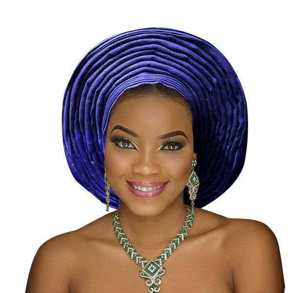

traditional aso oke auto gele headtie african nigerian women round shape autogele for wedding party