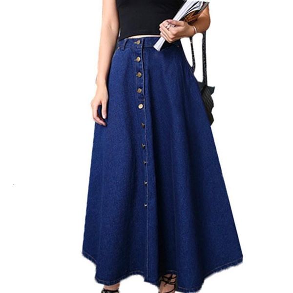 

vintage elegant women skirts autumn winter denim long skirts womens maxi long big swing high waist office ladies skirt, Black
