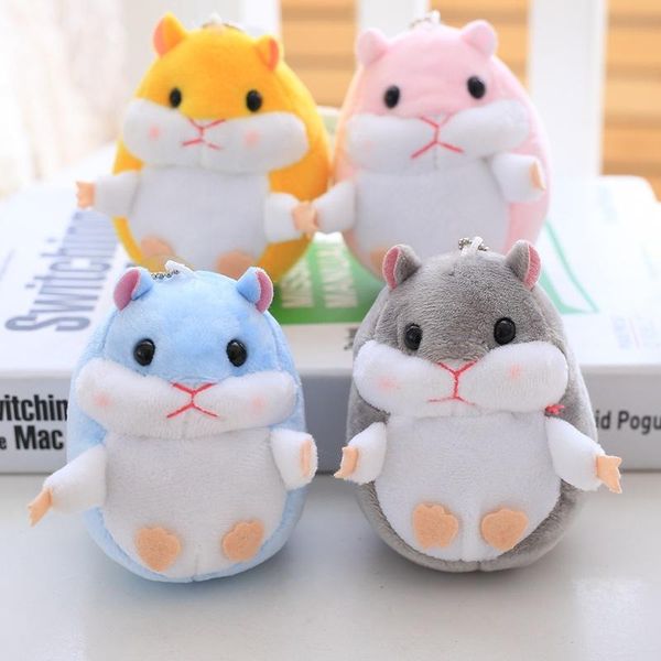 

keychains cute pompom hamster for women fluffy toy doll key chain on the bag car monster keychain jewelry gift, Silver