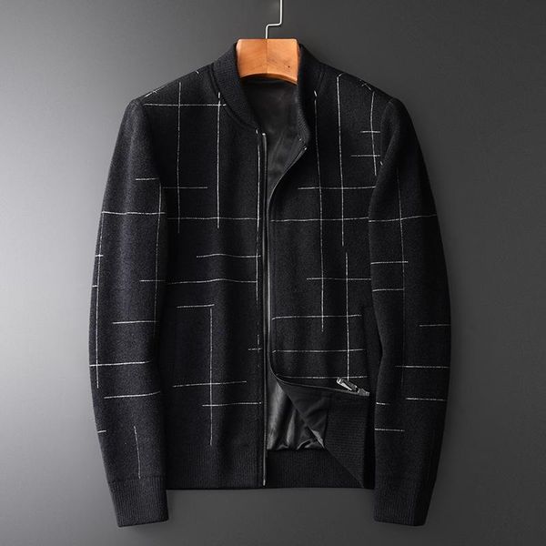 

men's jackets stand collar mens luxury knitted zipper and coats plus size 4xl autumn winter slim fit men, Black;brown