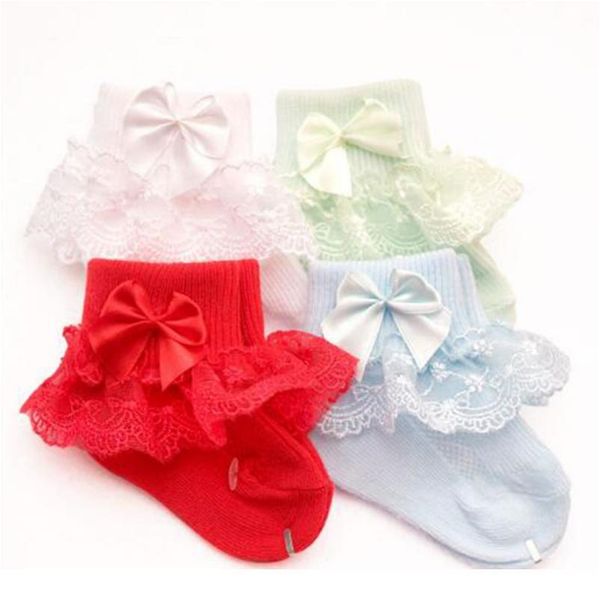 

4pair/lot new lace bow short socks newborn baby socks 4pair qylbvo, Pink;yellow
