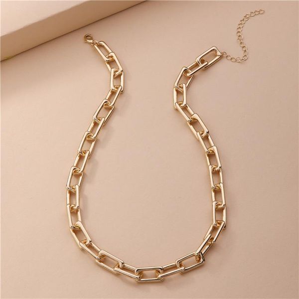 

fashion jewelry 2021 trendy gold color bold metal chains links chunky statement necklace for women, Silver
