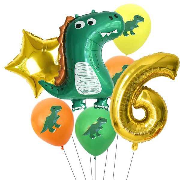 

7шт dinosaur party balloon динозавр день рождения дети партия фольга количество шаров джунгли birthday party украшения globos jllpwq homecar