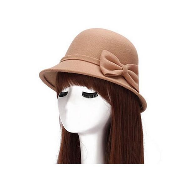 

2017 весенняя мода винтаж женщины дамы шерсти fedora hat ковша купол белл bow фетровые шляпы женщины cap шапки hat 6 цвет qylzar yyysports, Black;white