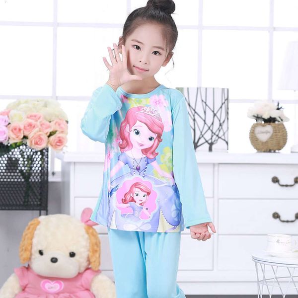 

women pajamas summer sve autumn middle long school underwear children's home cloth cartoon cute suit pzk2, Blue;red