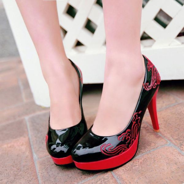 

dress shoes small size large anti-string white blue high heels women, Black