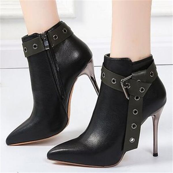 

winter 2021 new leather tails belt finger locked side boots high heel shoes for women of the black brown party w5dv