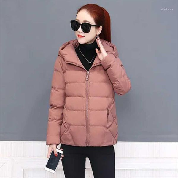 

2020 new fashion autumn and winter jacket women parka large size loose wild hooded short female coat jacket women's clothing1, Black