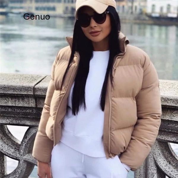 

fashion bubble coat solid standard collar oversized short jacket winter autumn female puffer jacket parkas mujer, Black