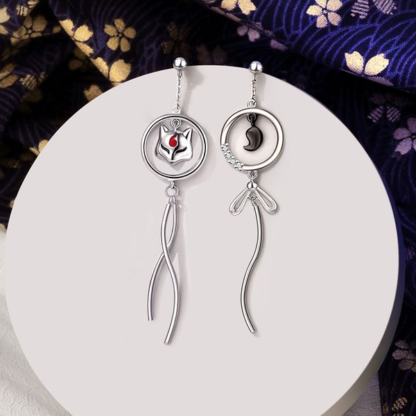 

thaya real s925 sterling silver earring cute fox earring dangle japanese style for women silver earring fashion fine jewelry q1111, Golden