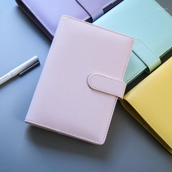

notepads pu leather a5 a6 notebook diary schedule book planner loose-leaf binder cute school supplies1, Purple;pink
