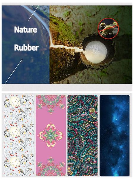 

183*68cm ultra-light folding yoga mats printed mandala 1mm suede natural rubber anti slip pilates blankets multiple for beginner