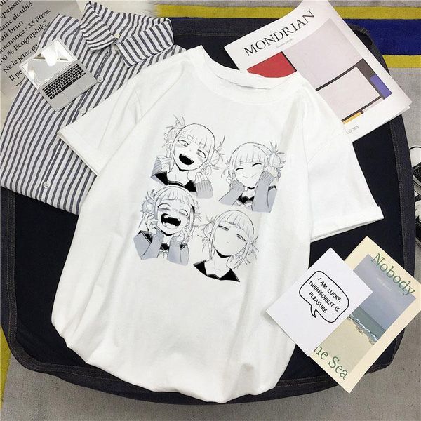 

zoganki female t-shirt women funny cartoon print tee women graphic tee tshirt summer short sleeve t-shirt loose tee, White