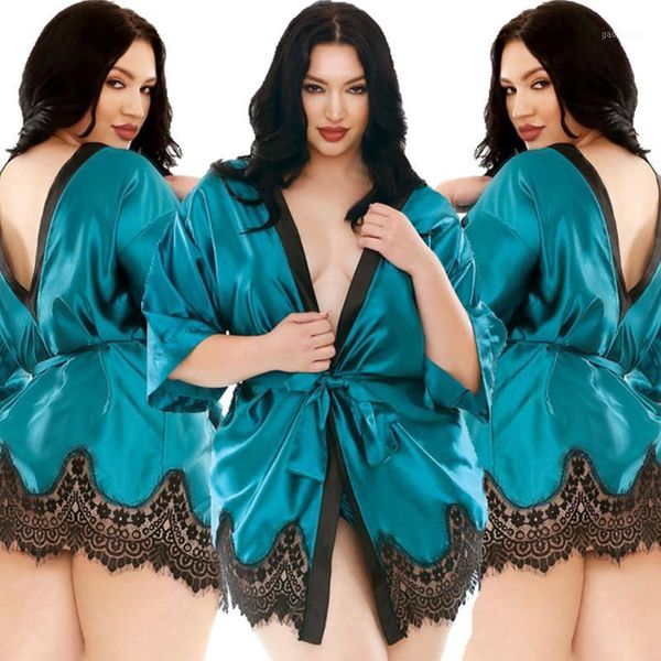 

women lady nightgrown long kimono robe women satin silk sleepwear nightwear dress clothing1, Black;red