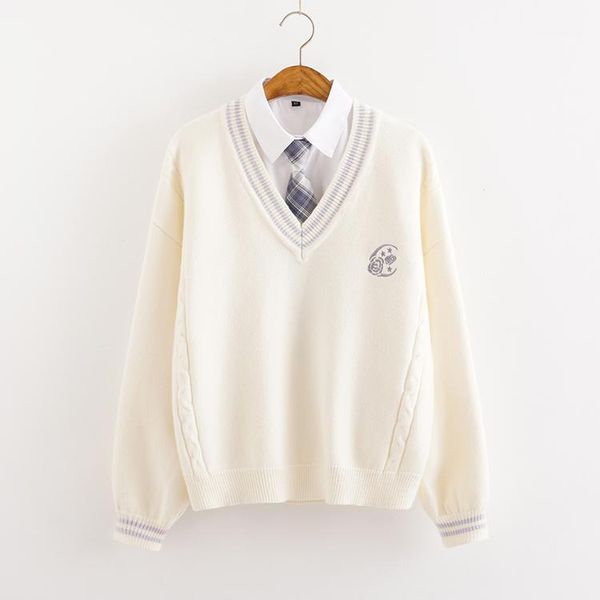 

core yarn fabric v-neck sweater long sleeve sweater1, White;black