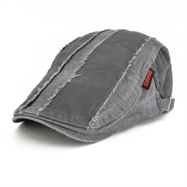 Sboy Hats VOBOOM Grau Distressed Cotton Flat Cap Herren Golf Caps Retro Baker Boy Hut Männlich Gatsby Driver Cabbies Baskenmütze Boina 12829