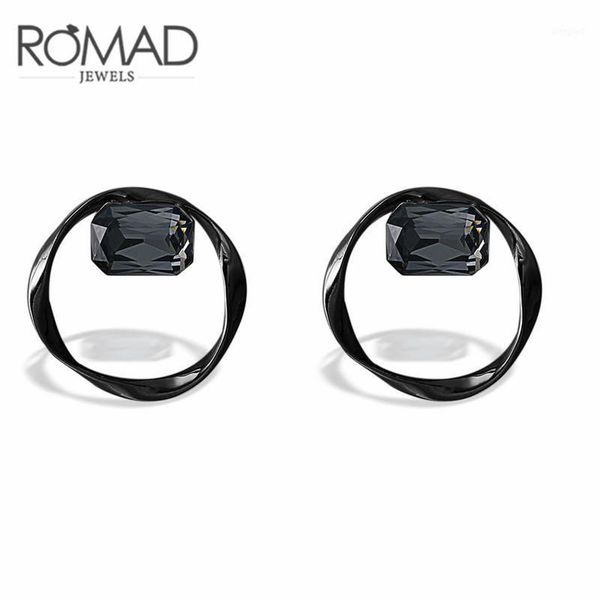 

charm roxi romad brand gun black / rose gold color hollow earrings for women crystal big round circle jewelry pendientes gift1, Golden