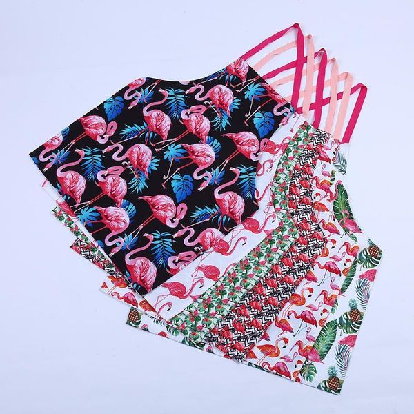 

1pcs flamingo leaf pattern apron bibs home cooking baking coffee shop cleaning aprons kitchen accessories1