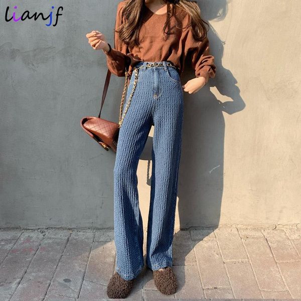 

vintage high waist punk hip hop stretch jeans woman 2021 new drape washed woman jeans fashion spring loose weave harajuku pants, Blue