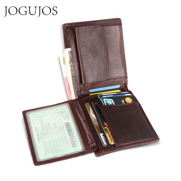 

jogujos new genuine leather men zipper male portomonee short wallet for man coin purse business holder, Red;black