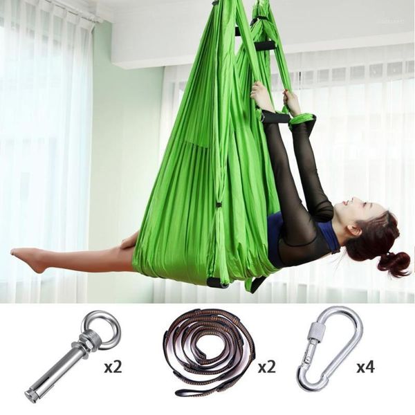 

resistance bands full set 6 handles anti-gravity yoga hammock fabric flying swing aerial traction device equipment for pilates body1