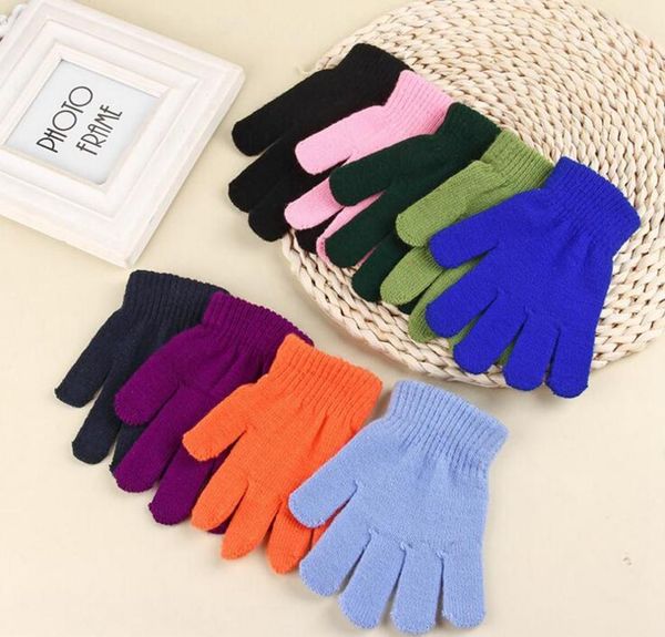 

solid color winter gloves knitted warm full finger mittens children candy color gloves cute student glove 9 colors 2pcs/pair ooa3782 8u1o1, Blue;gray
