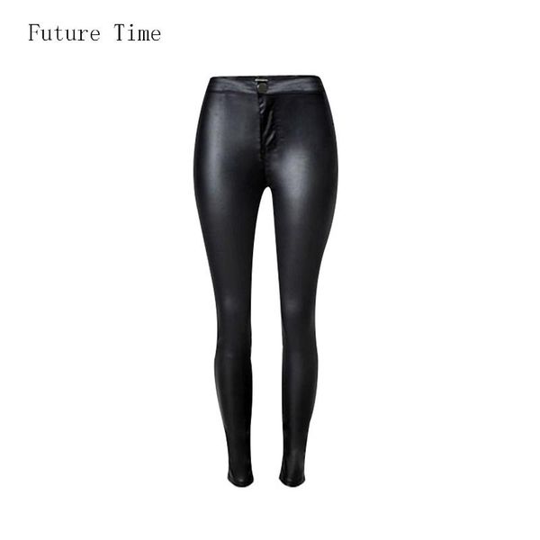 

2021 new women jeans high waist tight slim push up hip stretch black jeans pencil pants faux pu leather woman c0449, Blue