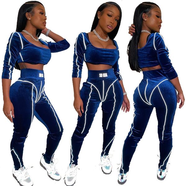 

winter european and american womens clothing fashion solid color gold velvet drawstring set currently available, Gray