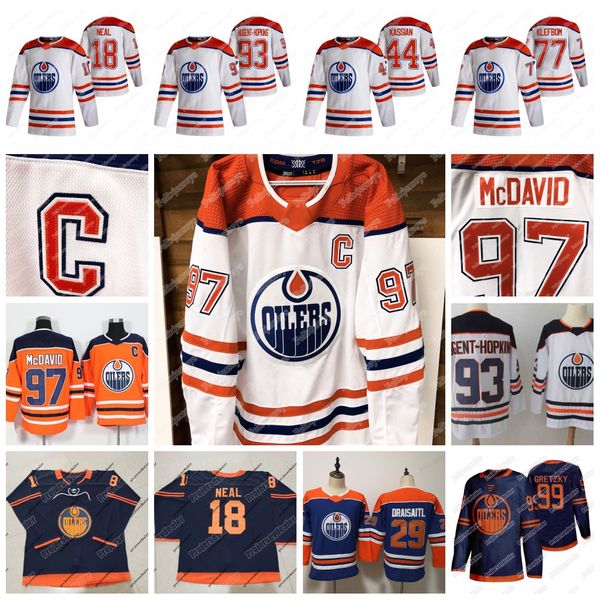 

97 connor mcdavid 2020 hockey jerseys edmonton oilers leon draisaitl mike green mikko koskinen, Black;red