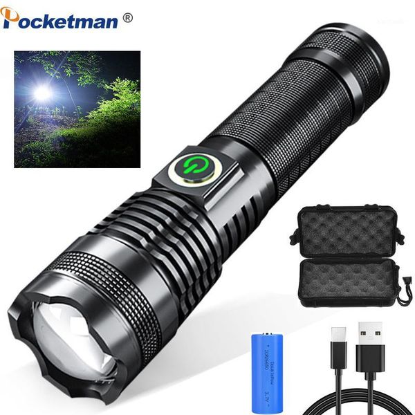 

flashlights torches 8000lm super powerful xhp50.2 led usb rechargeable torch fishing zoomable hand lamp 26650 18650 battery flash light1