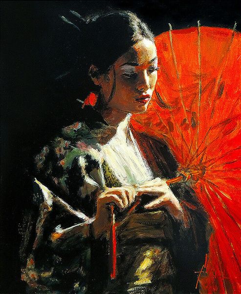

michiko umbrella art home decoration handpainted &hd print oil paintings on canvas large wall art pictures 210102