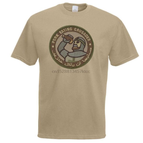 

khaki pork eating crusader t-shirt shirt funny army tee shirt cotton short sleeve sport hooded sweatshirt hoodie