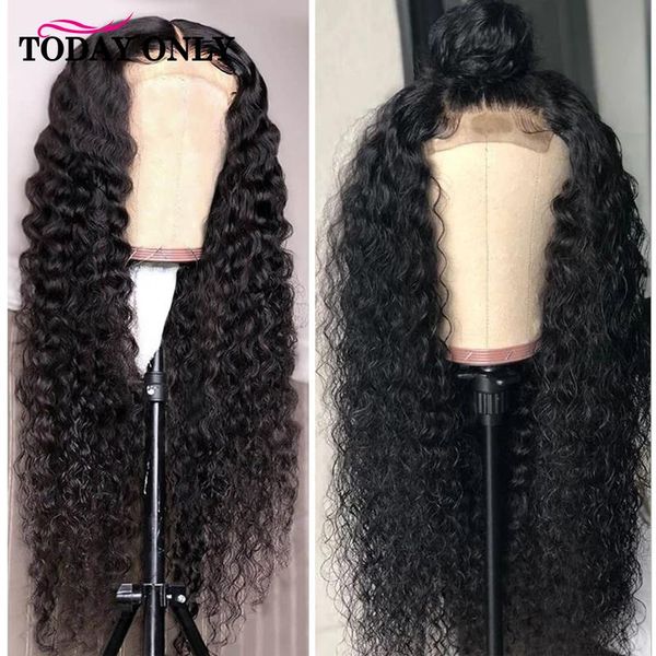 

lace wigs deep wave closure wig middle t part 4x4 peruvian human hair preplucked 30 inch glueless remy, Black;brown