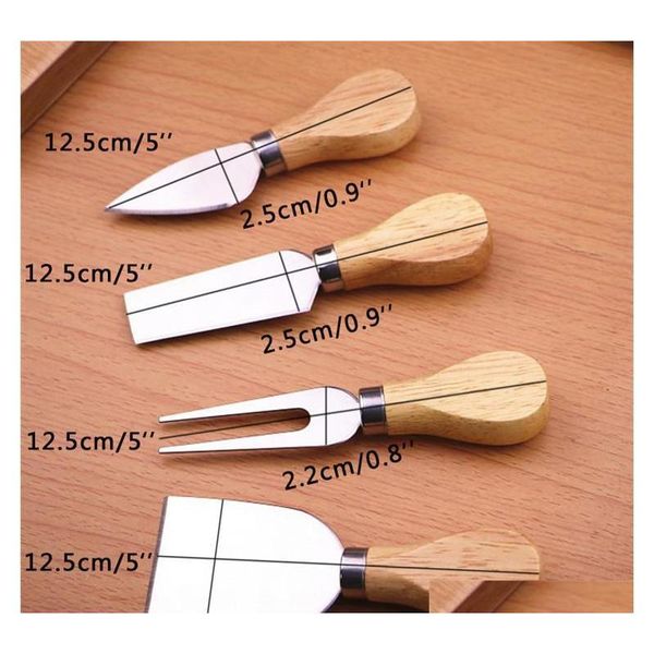 

useful cheese tools set 4pcs/set oak handle knife fork shovel kit graters for cutting baking cheese board sets b jlluzx dayupshop