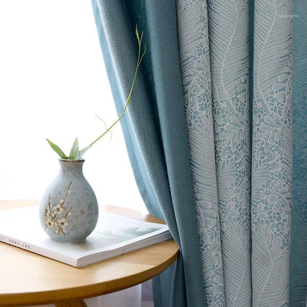 

curtain & drapes stitching jacquard curtains for living room bedroom shading finished window blackout1
