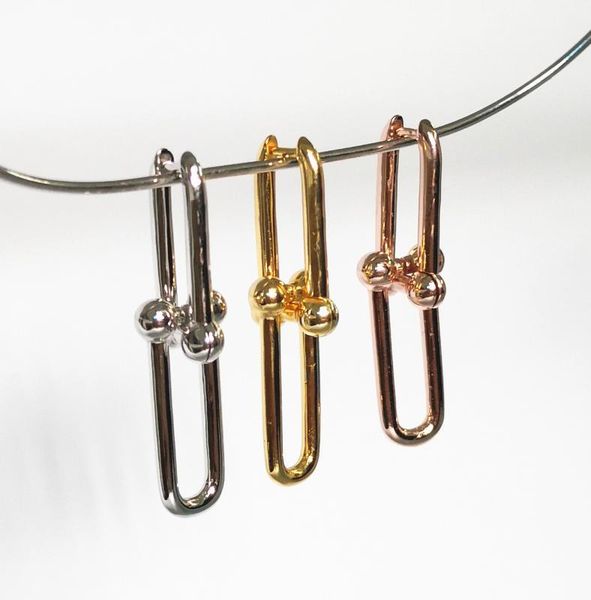 

women's s925 sterling silver rose gold gold color u-shaped letter stud earrings lady sterling silver stud earrings jewelry1, Golden;silver