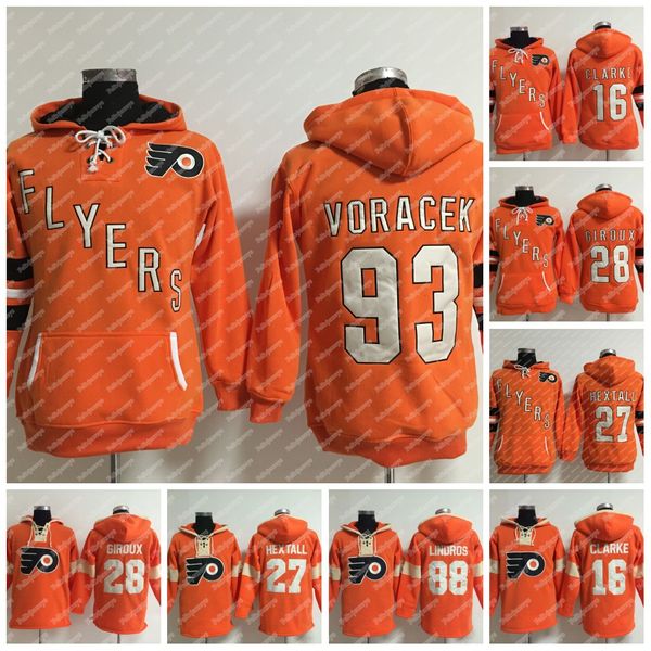 

2016 philadelphia flyers hoodie 28 claude giroux 27 ron hextall 16 bobby clarke 93 jakub voracek 88 eric lindros 9 ivan provorov couturier, Black;red