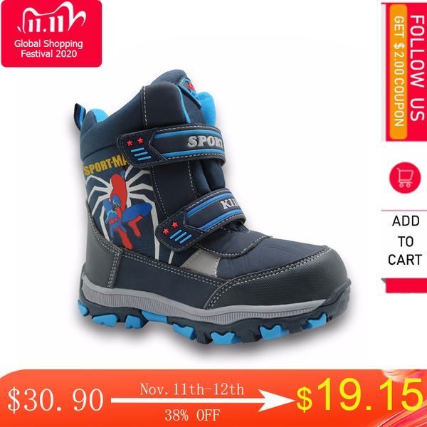 

apakowa snow mid-calf bungee lacing waterproof big boys sport shoes wollen lining kids winter boots, Black;grey