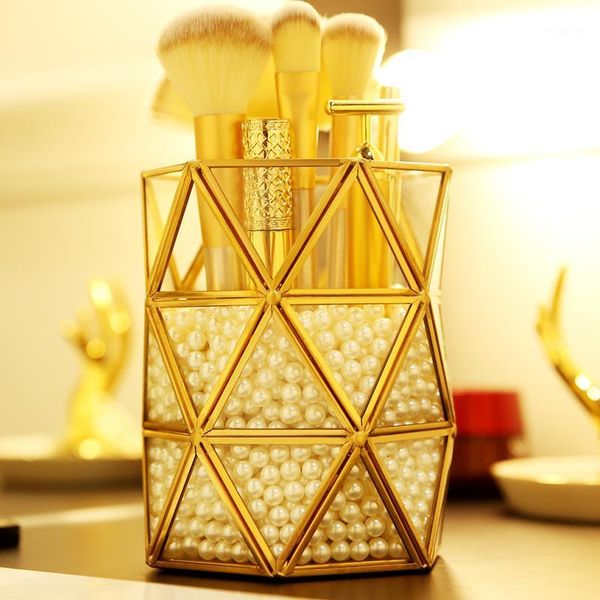 

bathroom storage & organization gold glass holder nordic makeup organizer cosmetic sundries dessert plate metal decorative tray home decor b