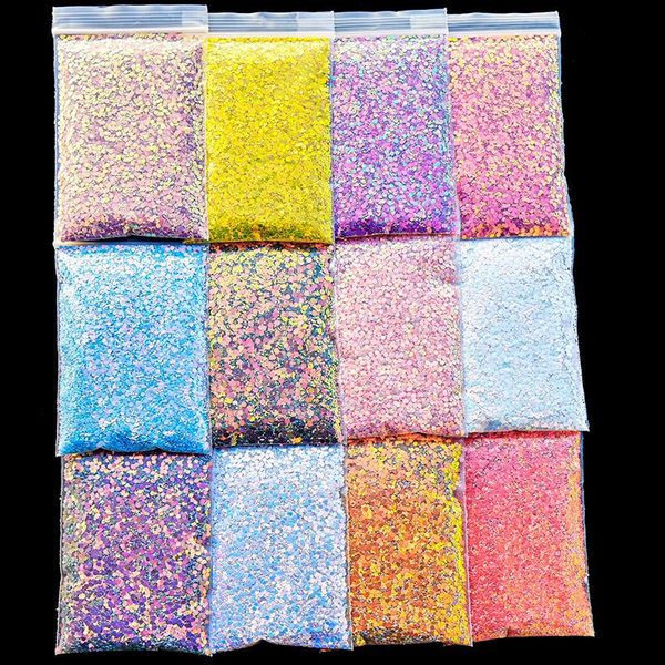 

50g/bag nail art chameleon sequins laser glitter holographic flakes paillette mixed sparkly ultrathin iridescent 12 colors tips, Silver;gold