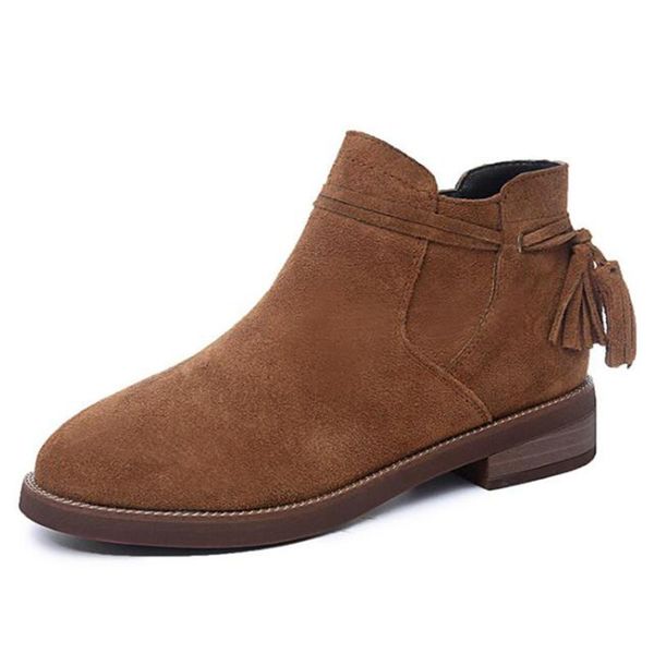 

women shoes 2020 autumn genuine leather female short boots non-slip women boots fashion retro casual naked ll617, Black