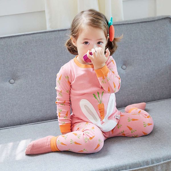 

new cotton korean children's and winter long sve home cloth cute girls autumn suit cartoon pajamas, Blue;red