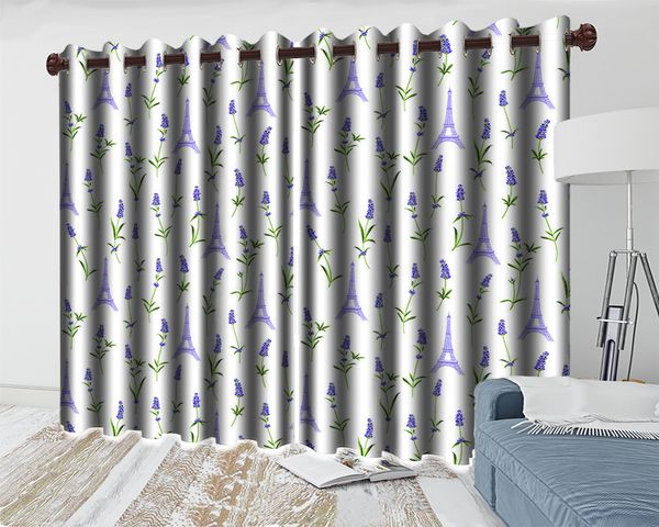 

3d floral curtain purple tower flower curtain living room bedroom kitchen window blackout curtains