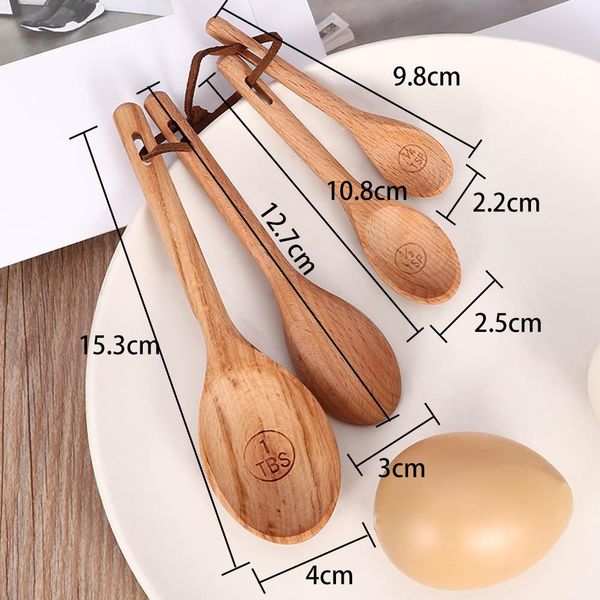 

4pcs wood measuring spoon set kitchen sugar spice salt spoon baking measuring spoons coffee tea scoop wooden cooking utensils h jllmgl