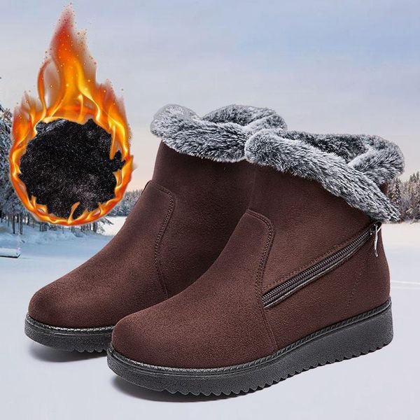 

boots 2021 winter women's snow warm thick bottom plus velvet cotton shoes large size 35-41, Black