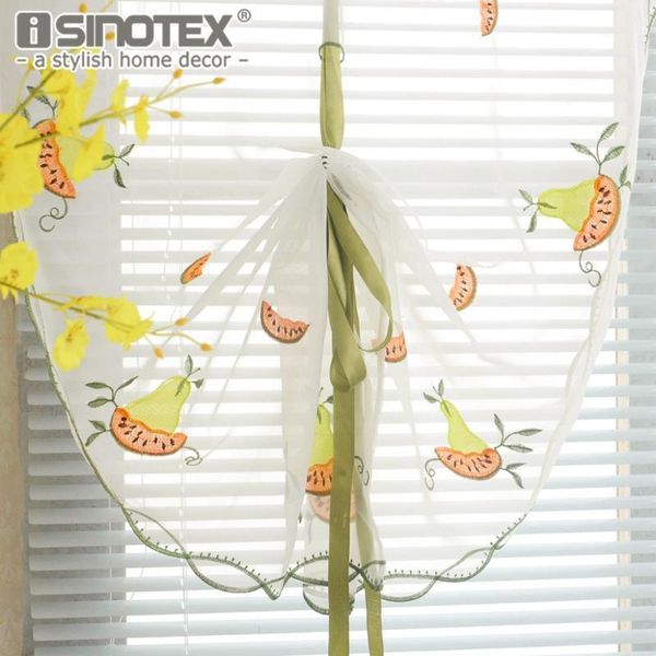 

curtain & drapes roman curtains tulle pastoral green pear fruit voile panel for the kitchen window living room bedroom 1pcs/lot1