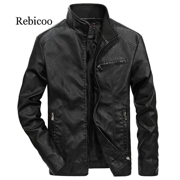 

men's jackets 2021 pu leather men autumn solid stand collar fashion jacket jaqueta masculina 5xl, Black;brown